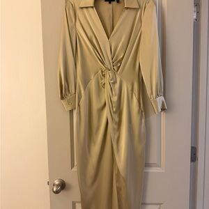 Theory Cream Long Sleeve Dress